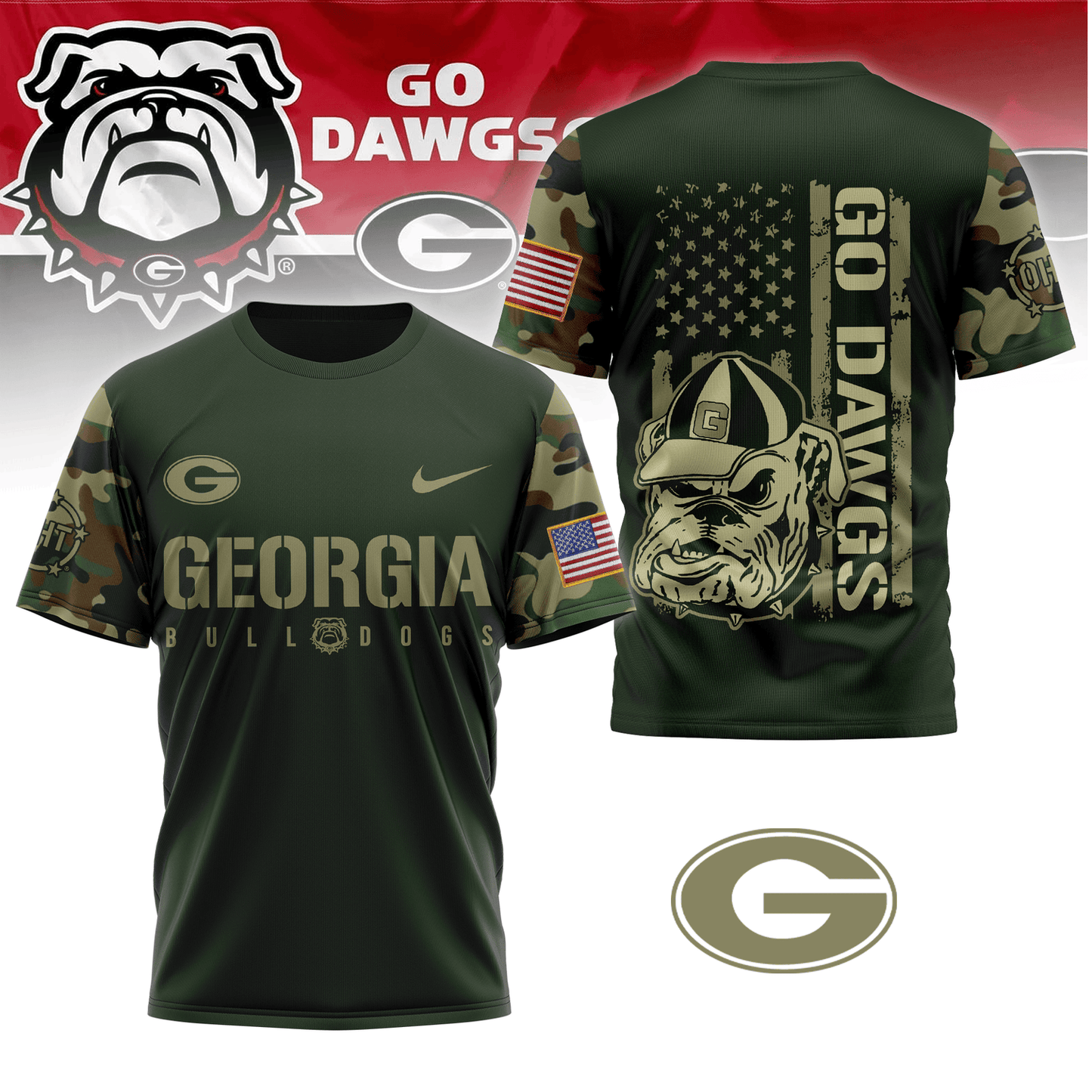 Georgia Bulldogs football Camo 2024 Salute to Service Tshirt