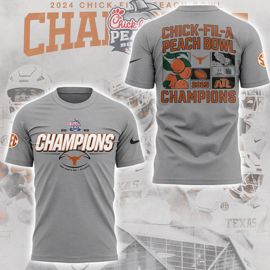 Limited Edition Texas Longhorns College Football Playoff 2025 Peach Bowl Champions TShirt