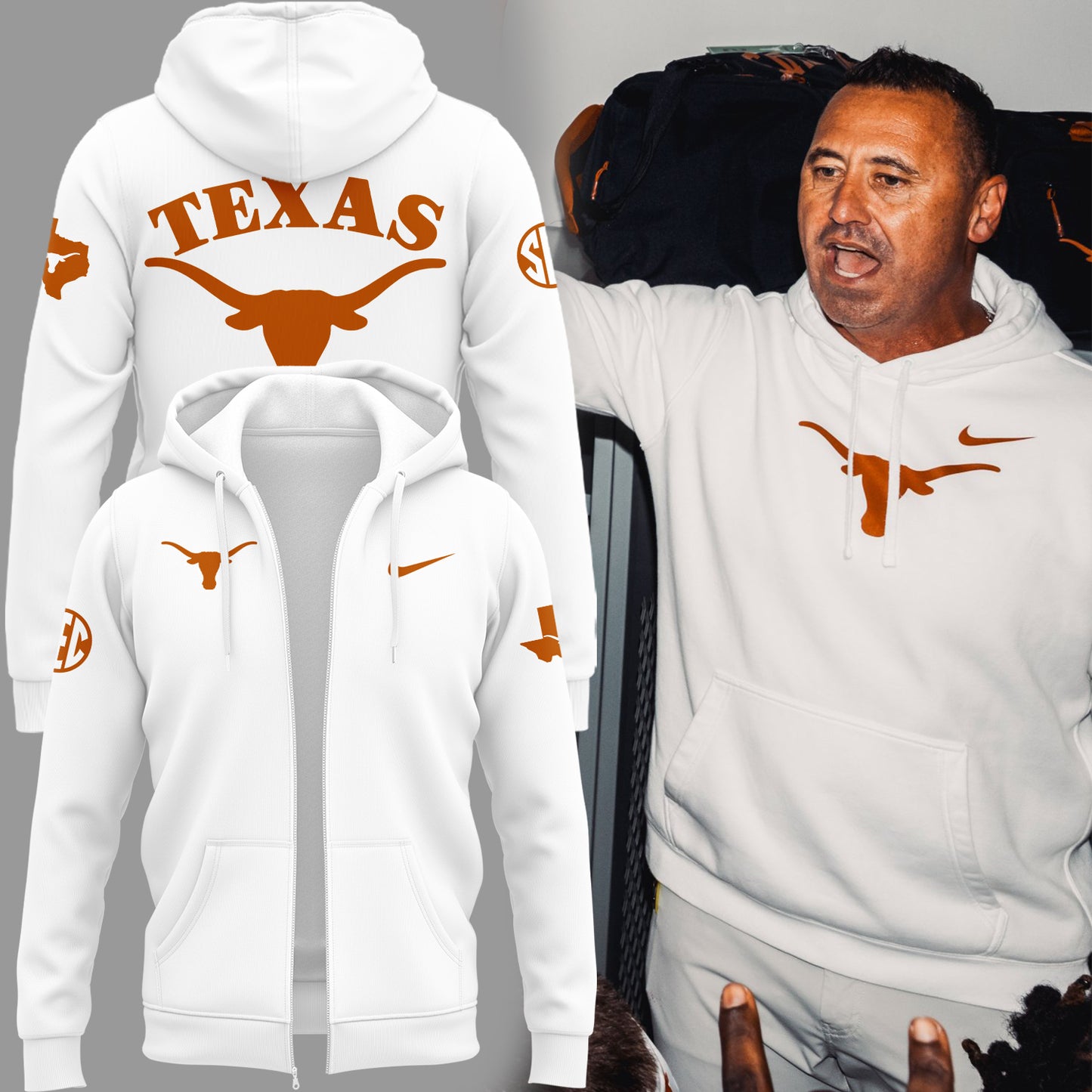 Special New Coach Steve Sarkisian Zip Hoodie