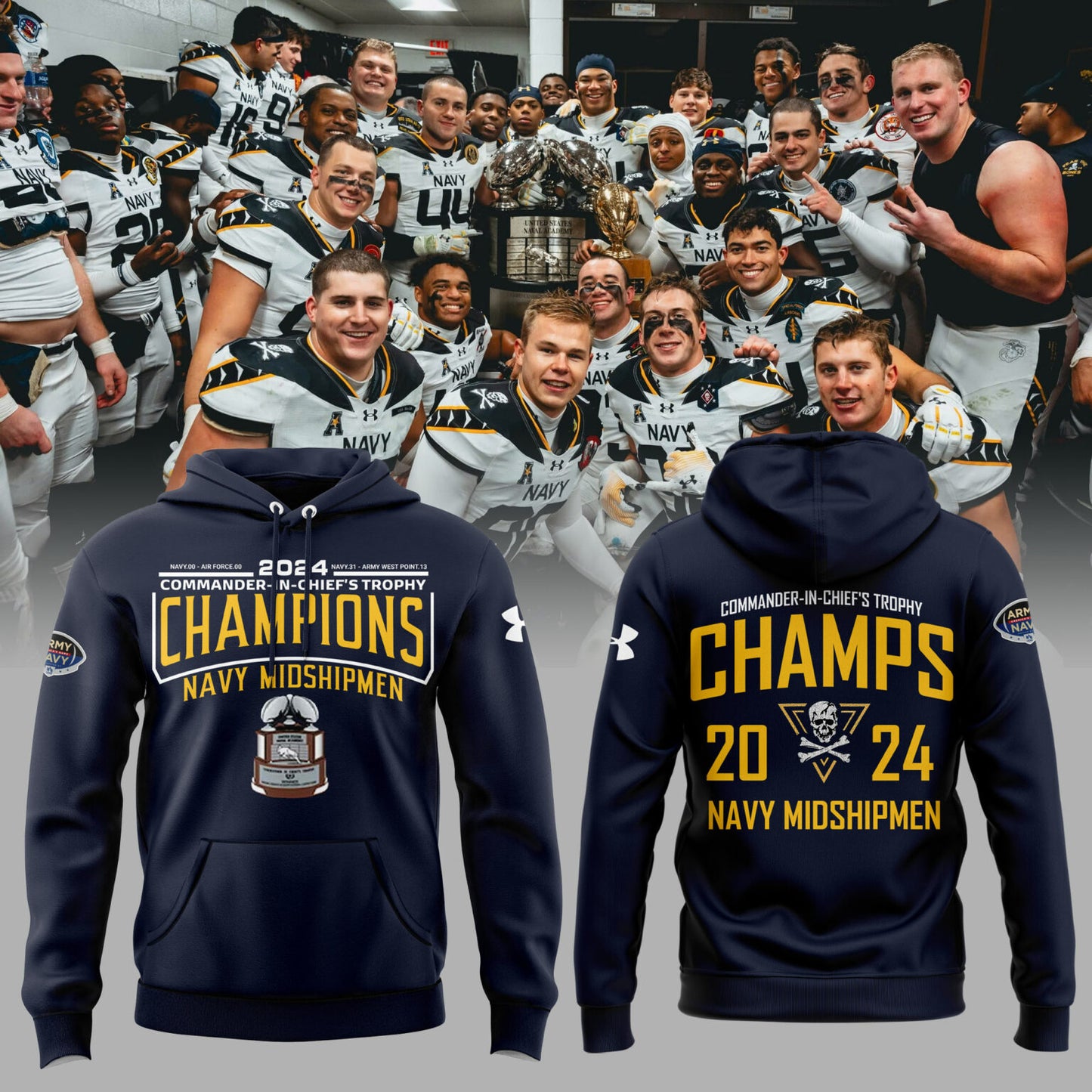 Special 2024 Commander-In-Chief’s Trophy Champions Navy Football Hoodie