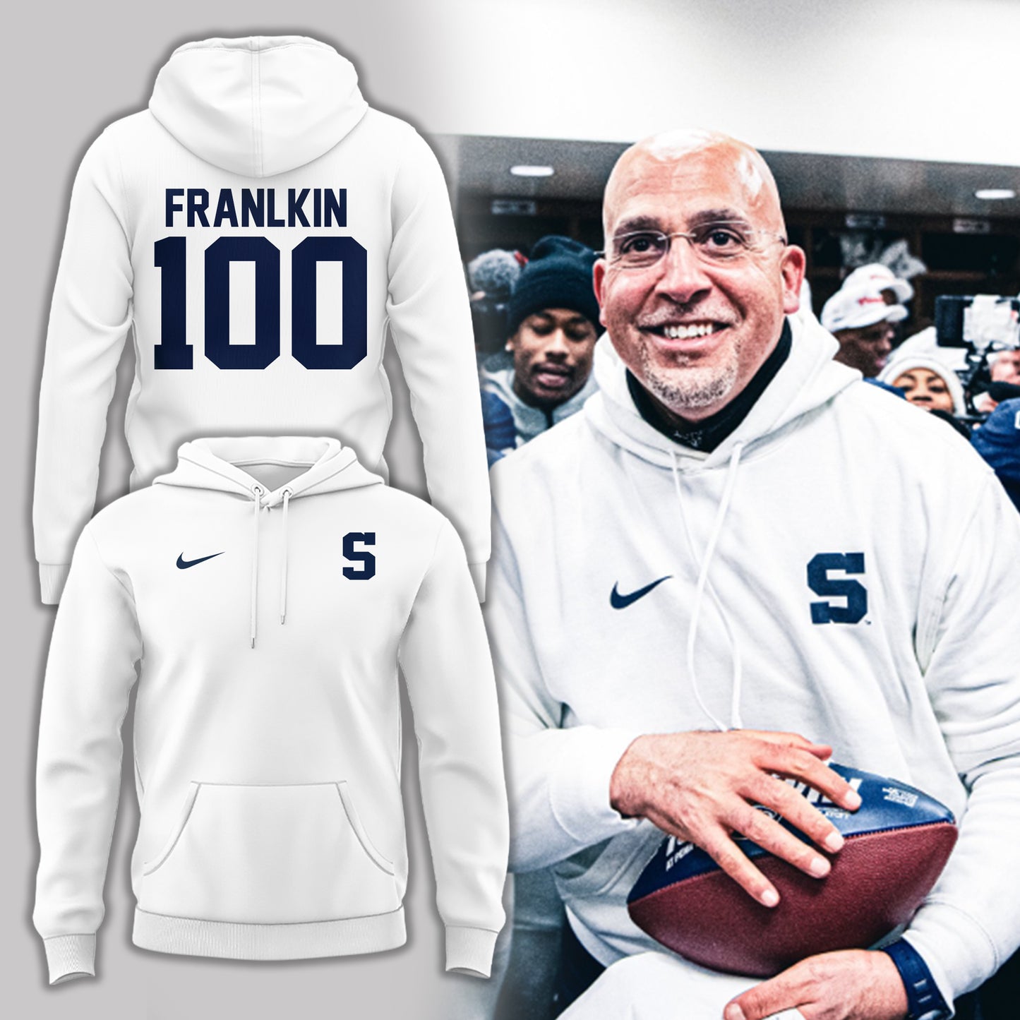 Limited Edition Coach James Franklin 100 Wins Penn State Football Hoodie