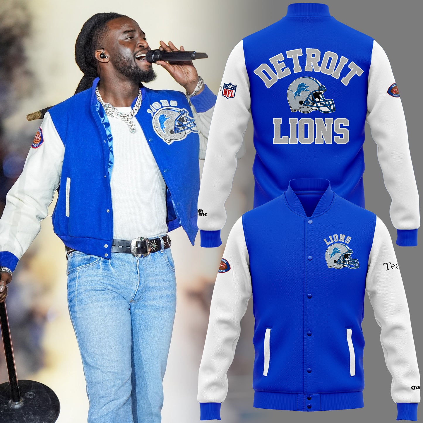 Detroit Lions Special Shaboozey Baseball Jacket