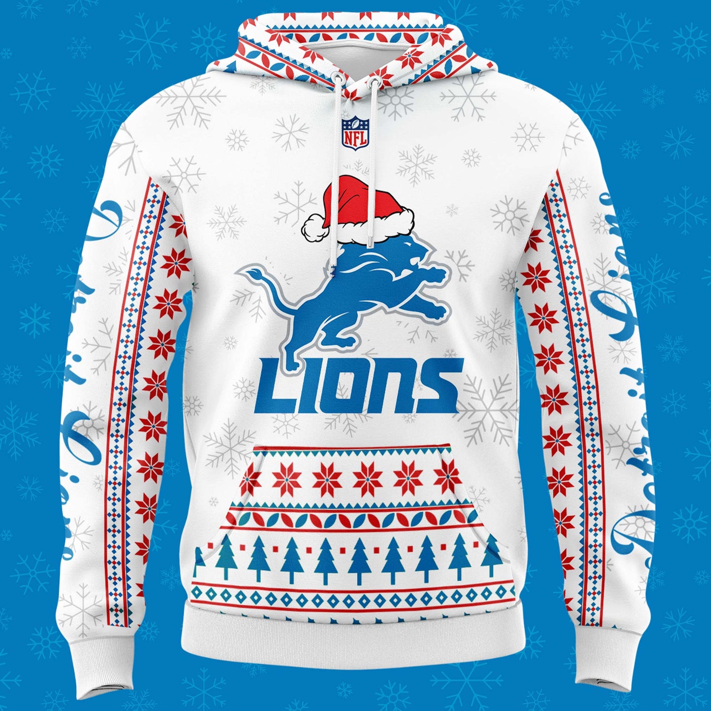 Detroit Lions Christmas 2024 Hoodie x Bobble Hat