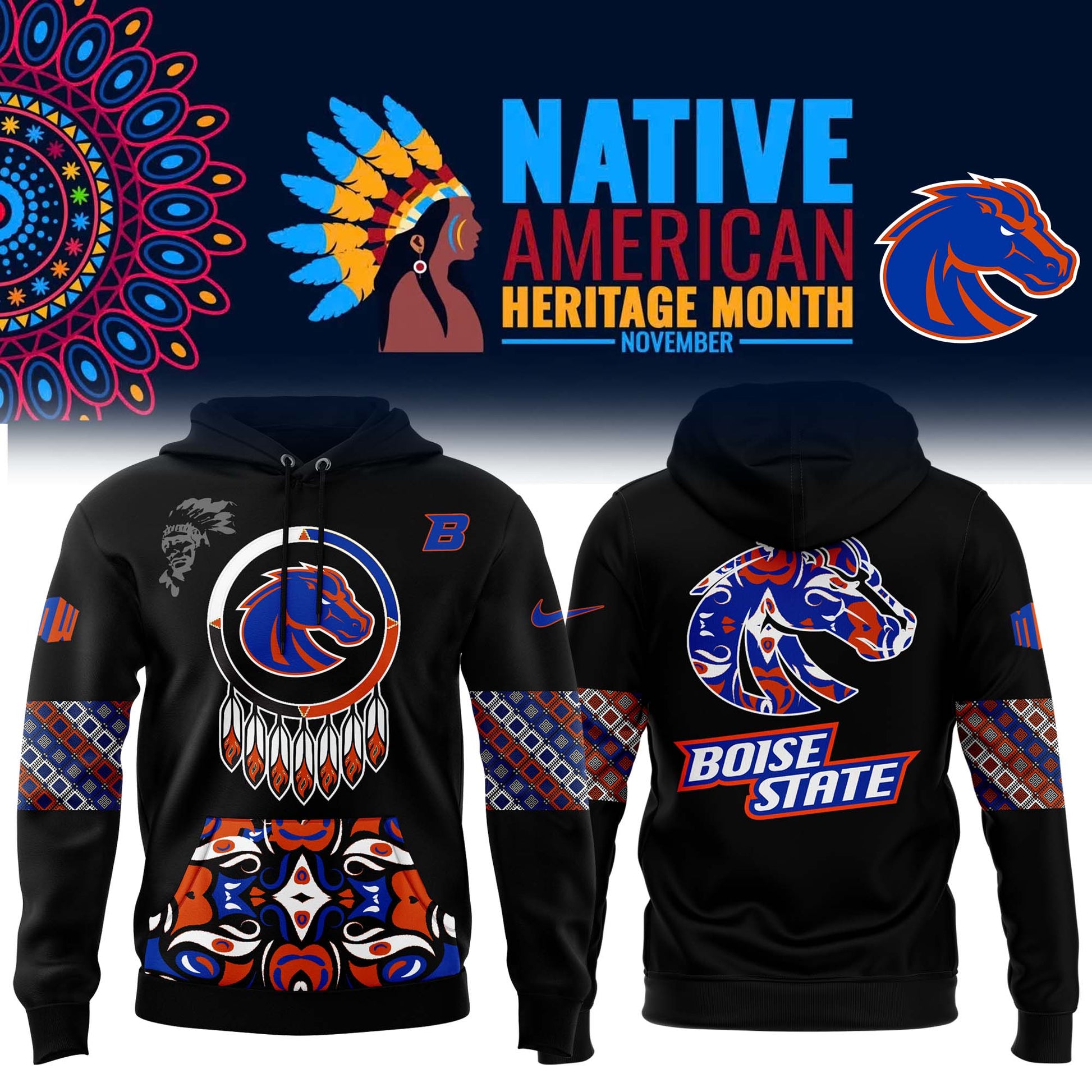 FULL TEAMS NCAA Football Nike 2024 Native American Heritage Month Premium Limited Pullover Hoodie Collection