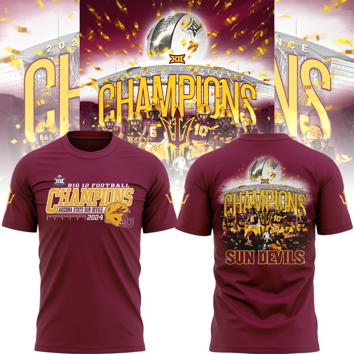 Special Arizona State University Football 2024 Big 12 Champions Tshirt for FANS