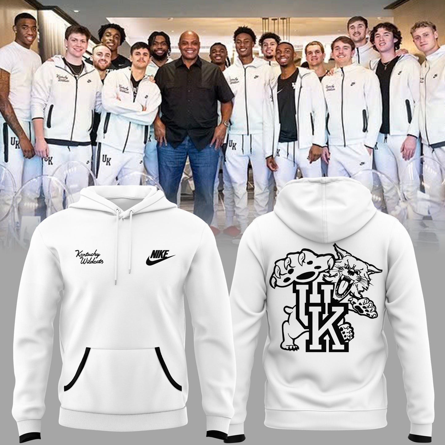 Special New Kentucky Wildcats All White Basketball Hoodie