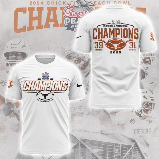 Limited Edition Texas Longhorns College Football Playoff 2025 Peach Bowl Champions TShirt