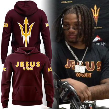 Limited Edition Arizona State Sun Devils JESUS WON Hoodie 2024