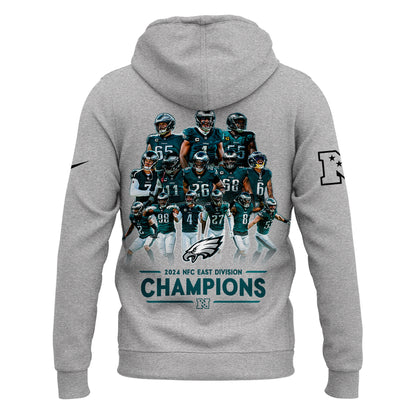 Limited Edition Philadelphia Eagles NFC EAST CHAMPIONS Gray Hoodie 2024