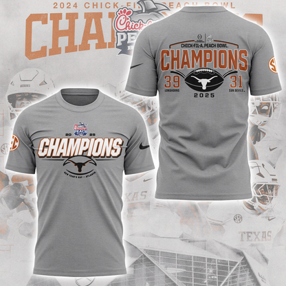 Limited Edition Texas Longhorns College Football Playoff 2025 Peach Bowl Champions TShirt