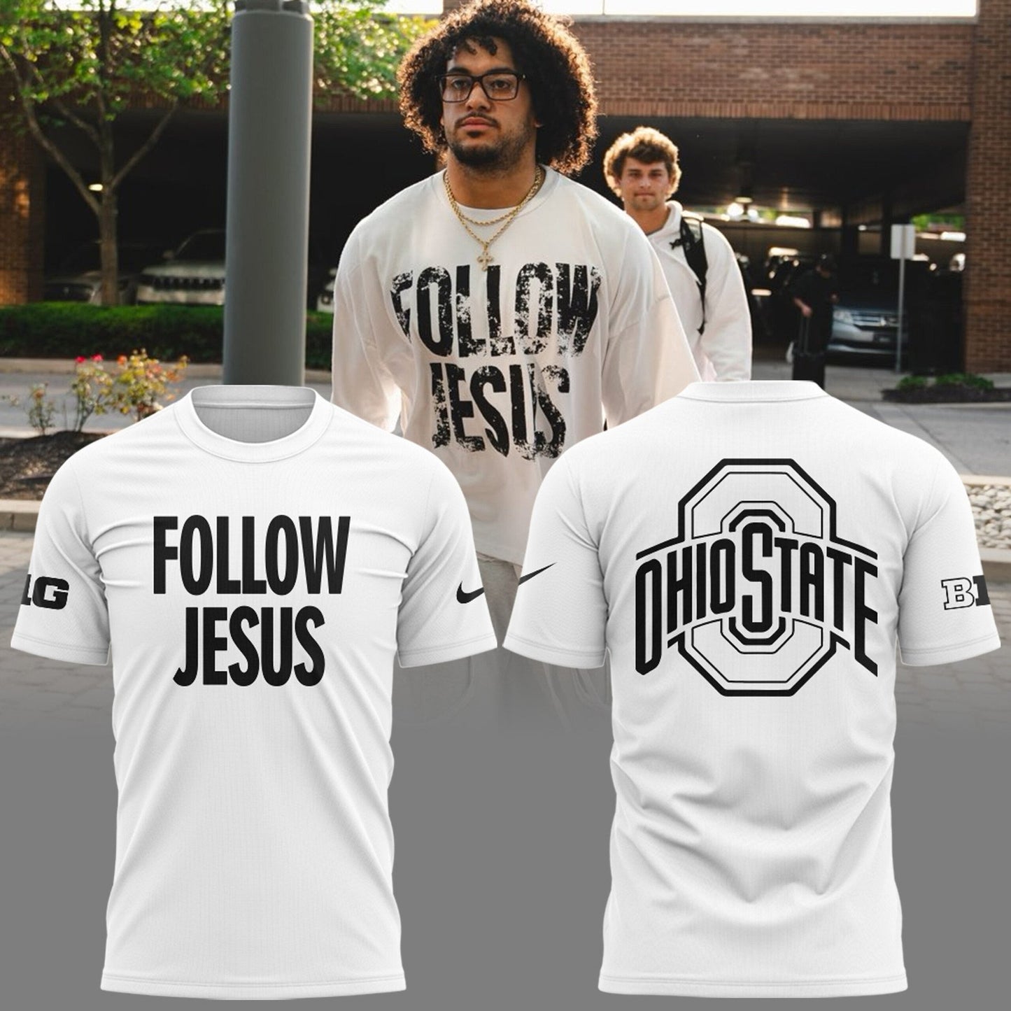 Limited Edition FOLLOW JESUS - OHIO STATE White T-Shirt 2024