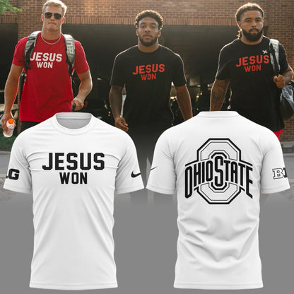 Limited Edition JESUS WON White OHIO STATE T-Shirt 2024