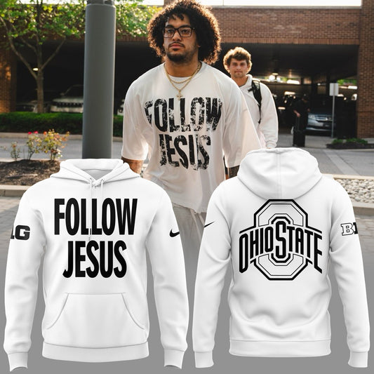 Limited Edition FOLLOW JESUS - OHIO STATE Football White Hoodie 2024