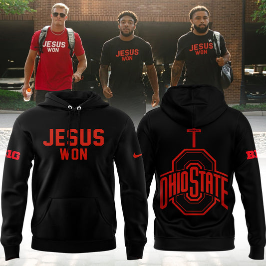 Limited Edition JESUS WON - OHIO STATE Football Black Hoodie 2024