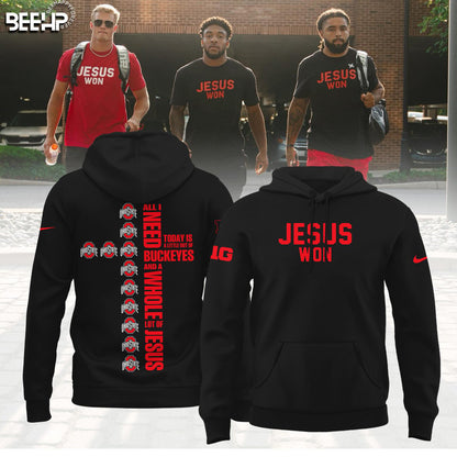 Limited Edition JESUS WON - OHIO STATE Football Black Hoodie 2024