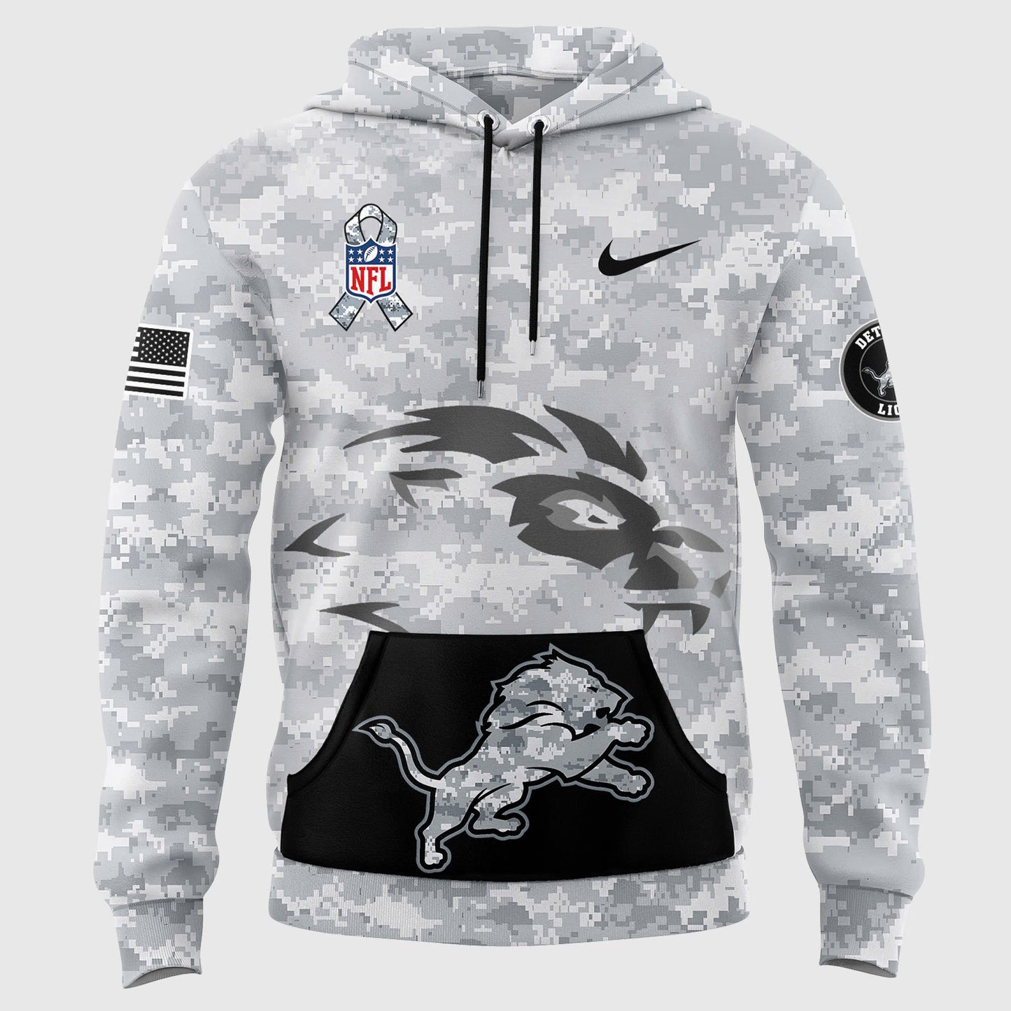 Men Arctic Camo Detroit Lions 2024 Salute to Service Club Fleece Pullover Hoodie, Salute to Service 2024