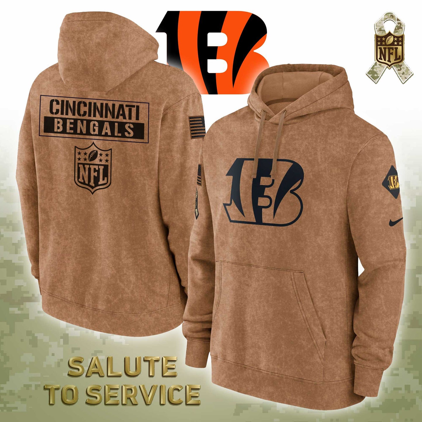 Limited Cincinnati Bengals Salute To Service Hoodie, Salute to Service 2024