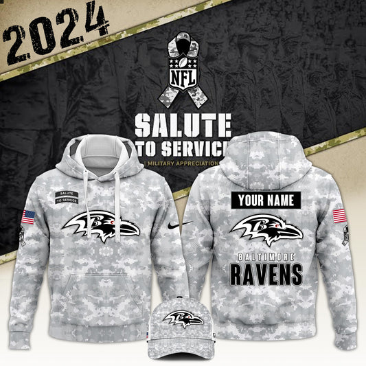 Baltimore Ravens Arctic Camo 2024 Salute to Service Club Hoodie 2024 Limited Edition, Salute to Service 2024