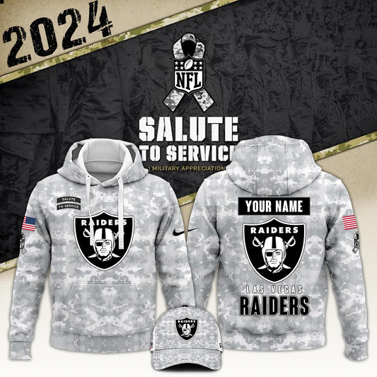 Las Vegas Raiders Arctic Camo 2024 Salute to Service Club Hoodie 2024 Limited Edition, Salute to Service 2024