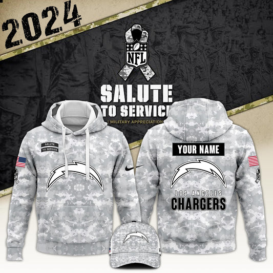 Los Angeles Chargers Arctic Camo 2024 Salute to Service Club Hoodie 2024 Limited Edition, Salute to Service 2024