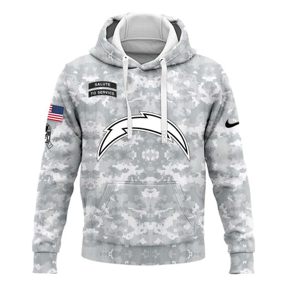 Los Angeles Chargers Arctic Camo 2024 Salute to Service Club Hoodie 2024 Limited Edition, Salute to Service 2024