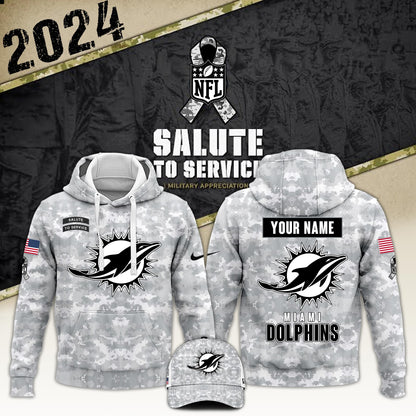 Miami Dolphins Arctic Camo 2024 Salute to Service Club Hoodie 2024 Limited Edition, Salute to Service 2024