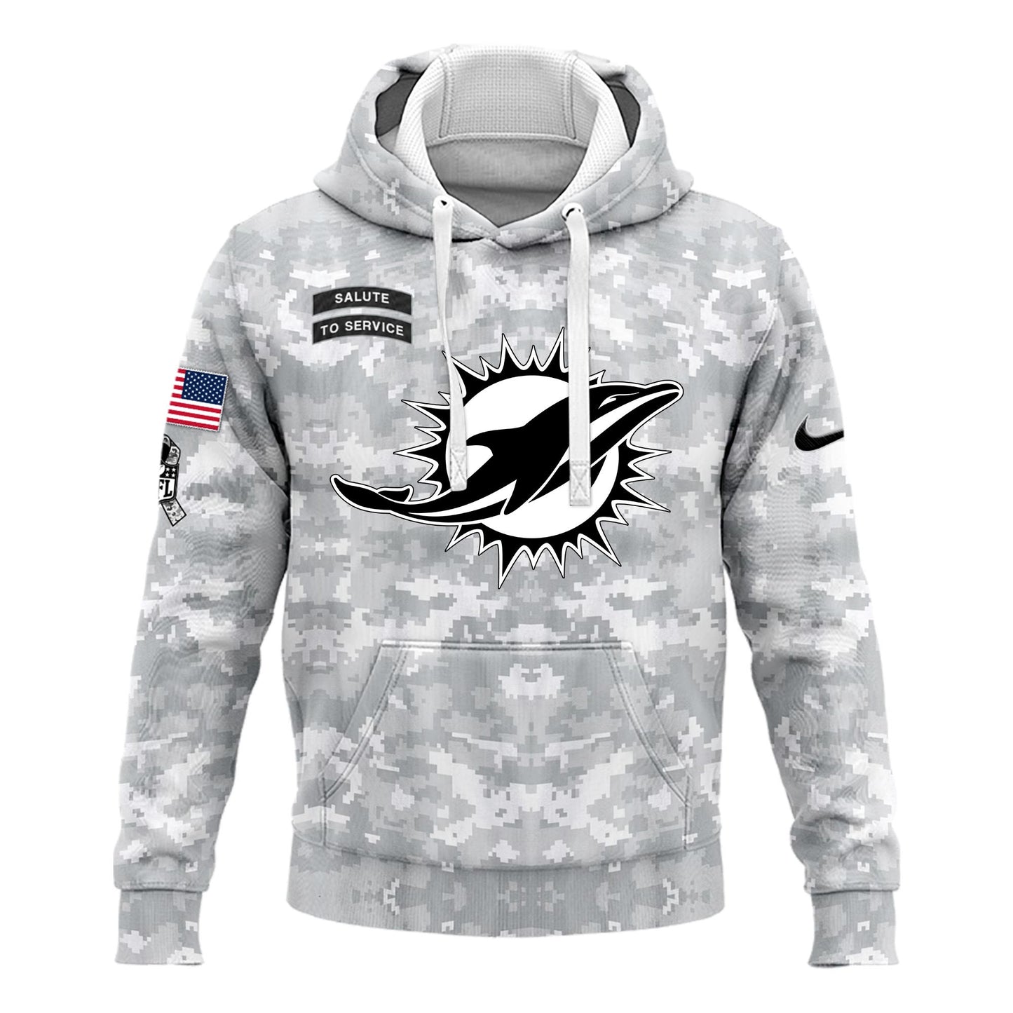 Miami Dolphins Arctic Camo 2024 Salute to Service Club Hoodie 2024 Limited Edition, Salute to Service 2024