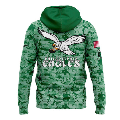 Philadelphia Eagles Kenlly Green Arctic Camo 2024 Salute to Service Club Fleece Pullo, Salute to Service 2024