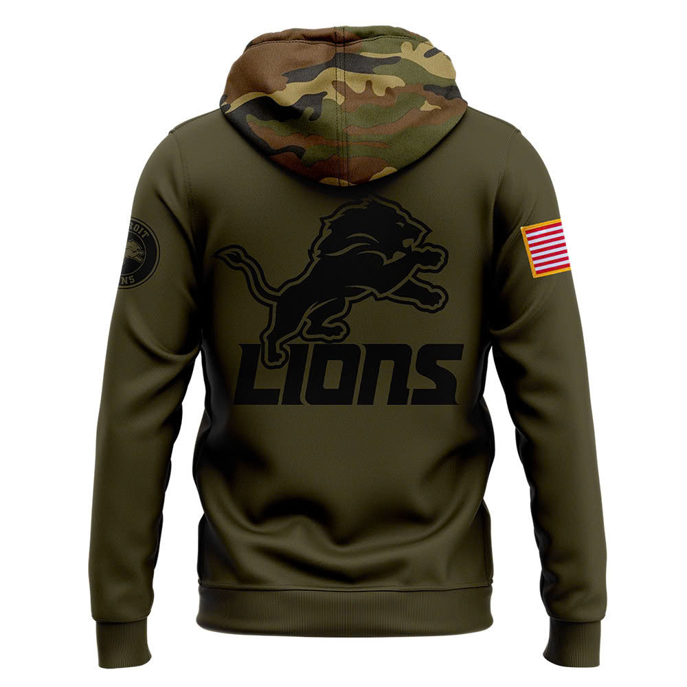 Men Detroit Lions Camo 2024 Salute to Service Club Fleece Pullover Zip Hoodie, Salute to Service 2024