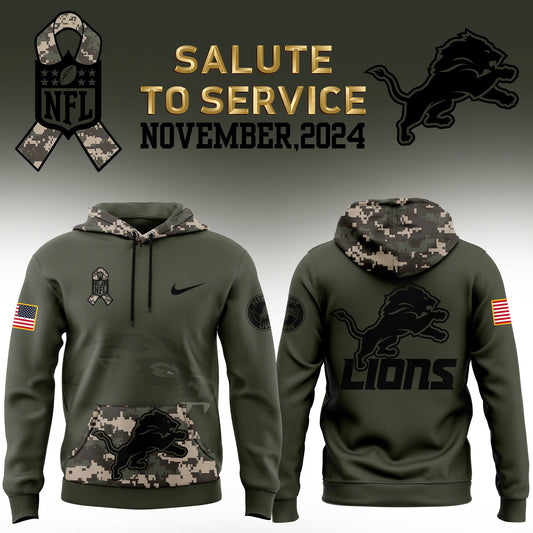 Detroit Lions 2024 Salute to Service Club Fleece Edition Hoodie, Salute to Service 2024