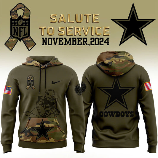 Men Dallas Cowboys Camo 2024 Salute to Service Club Fleece Pullover Hoodie, Salute to Service 2024