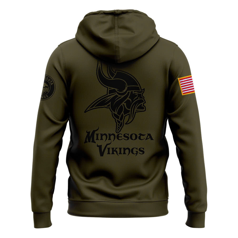 Men Minnesota Vikings Camo 2024 Salute to Service Club Fleece Pullover Hoodie, Salute to Service 2024