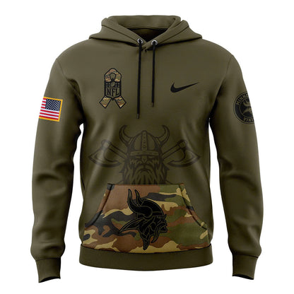 Men Minnesota Vikings Camo 2024 Salute to Service Club Fleece Pullover Hoodie, Salute to Service 2024