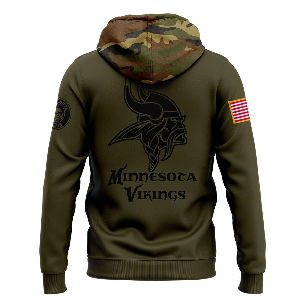 Men Minnesota Vikings Camo 2024 Salute to Service Club Fleece Pullover Hoodie, Salute to Service 2024