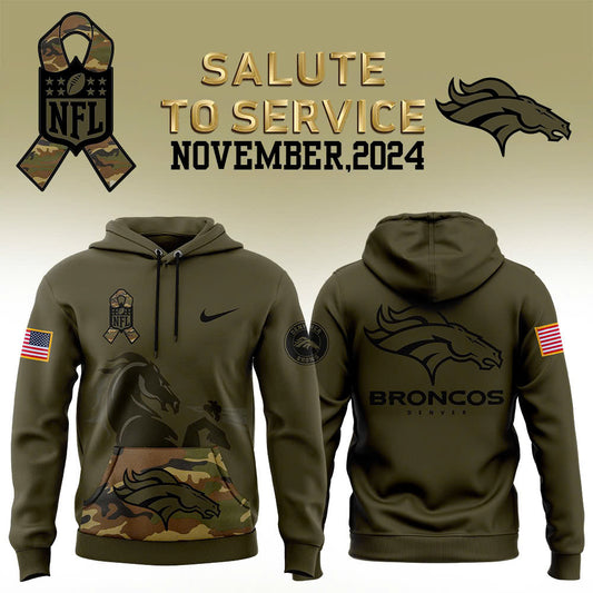 Men Denver Broncos Camo 2024 Salute to Service Club Fleece Pullover Hoodie, Salute to Service 2024