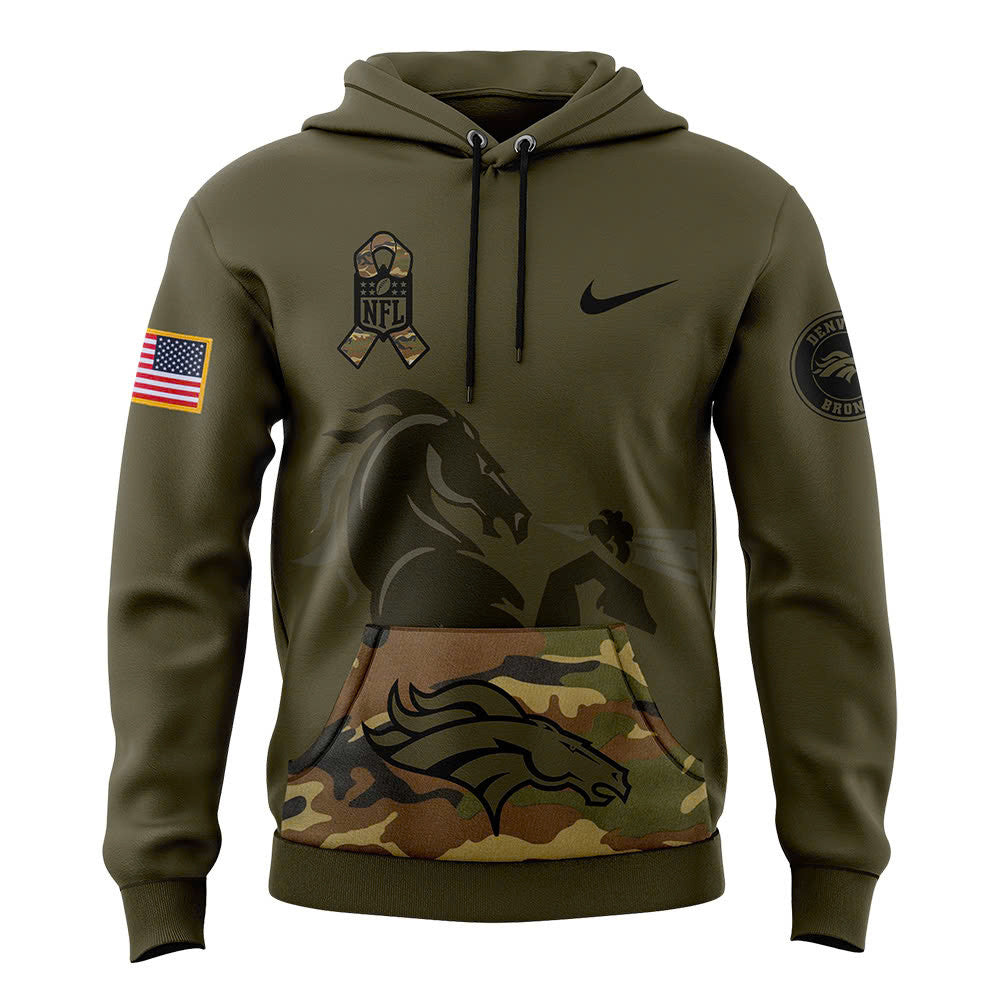 Men Denver Broncos Camo 2024 Salute to Service Club Fleece Pullover Hoodie, Salute to Service 2024