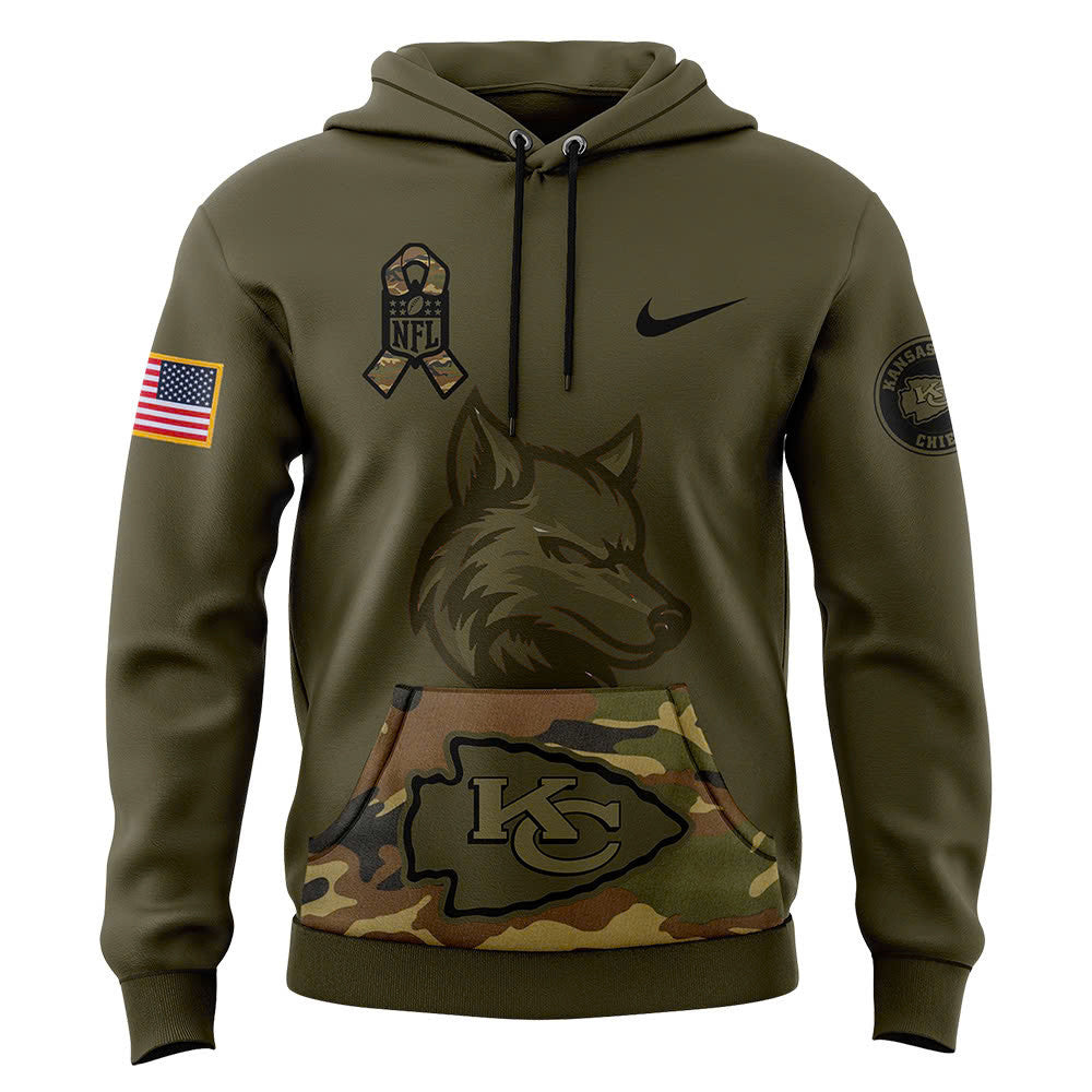 Men Kansas City Chiefs Camo 2024 Salute to Service Club Fleece Pullover Hoodie, Salute to Service 2024