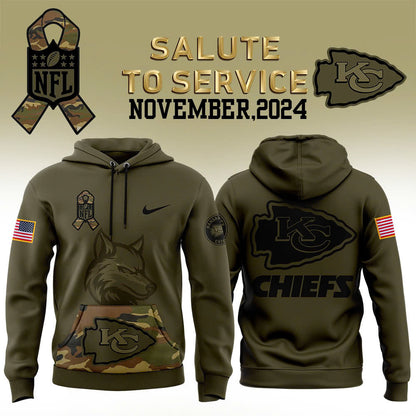 Men Kansas City Chiefs Camo 2024 Salute to Service Club Fleece Pullover Hoodie, Salute to Service 2024