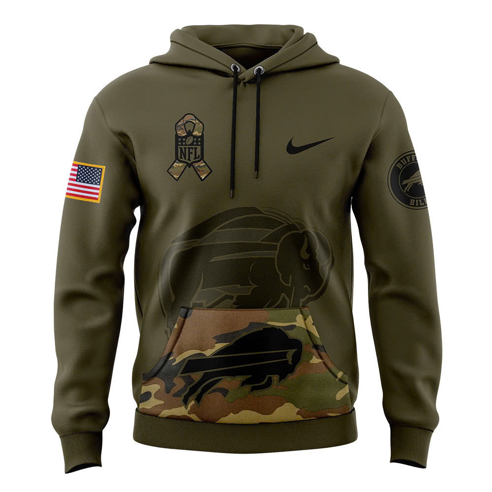 Men Buffalo Bills Camo 2024 Salute to Service Club Fleece Pullover Hoodie, Salute to Service 2024