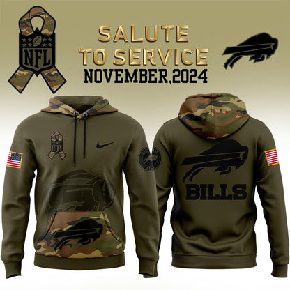 Men Buffalo Bills Camo 2024 Salute to Service Club Fleece Pullover Hoodie, Salute to Service 2024