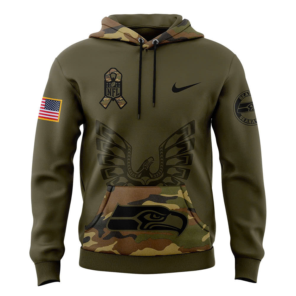 Men Seattle Seahawks Camo 2024 Salute to Service Club Fleece Pullover Hoodie, Salute to Service 2024