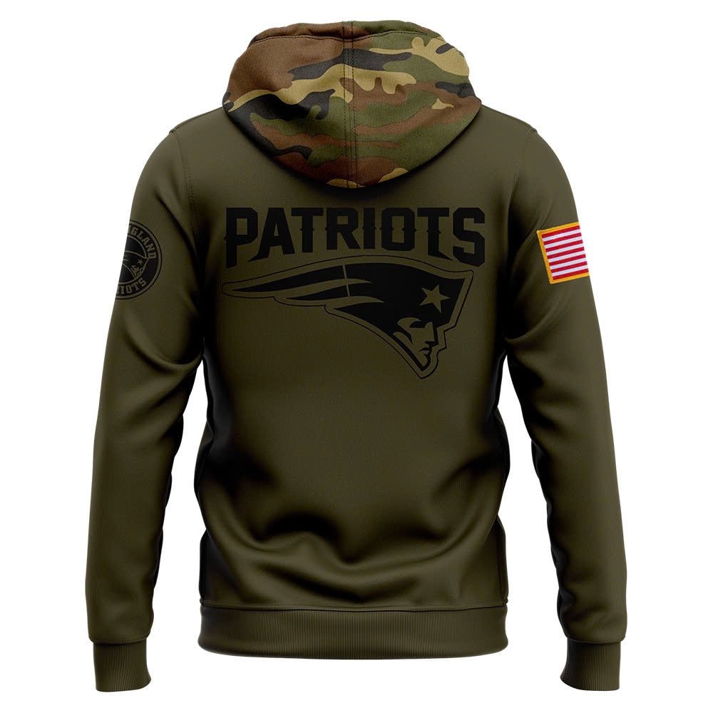 Men New England Patriots Camo 2024 Salute to Service Club Fleece Pullover Hoodie, Salute to Service 2024