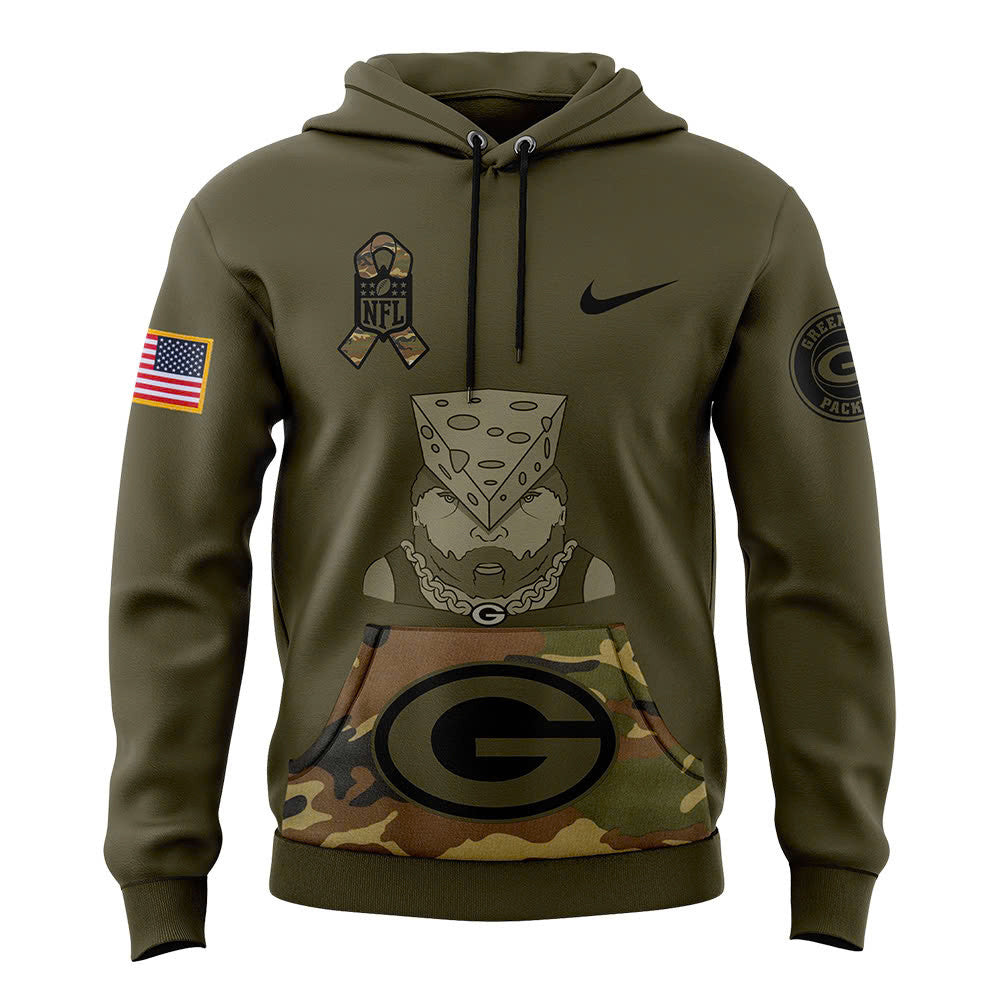 Men Green Bay Packers Camo 2024 Salute to Service Club Fleece Pullover Hoodie, Salute to Service 2024