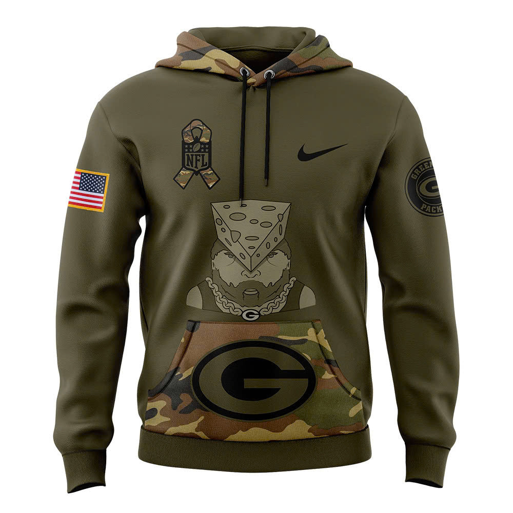 Men Green Bay Packers Camo 2024 Salute to Service Club Fleece Pullover Hoodie, Salute to Service 2024