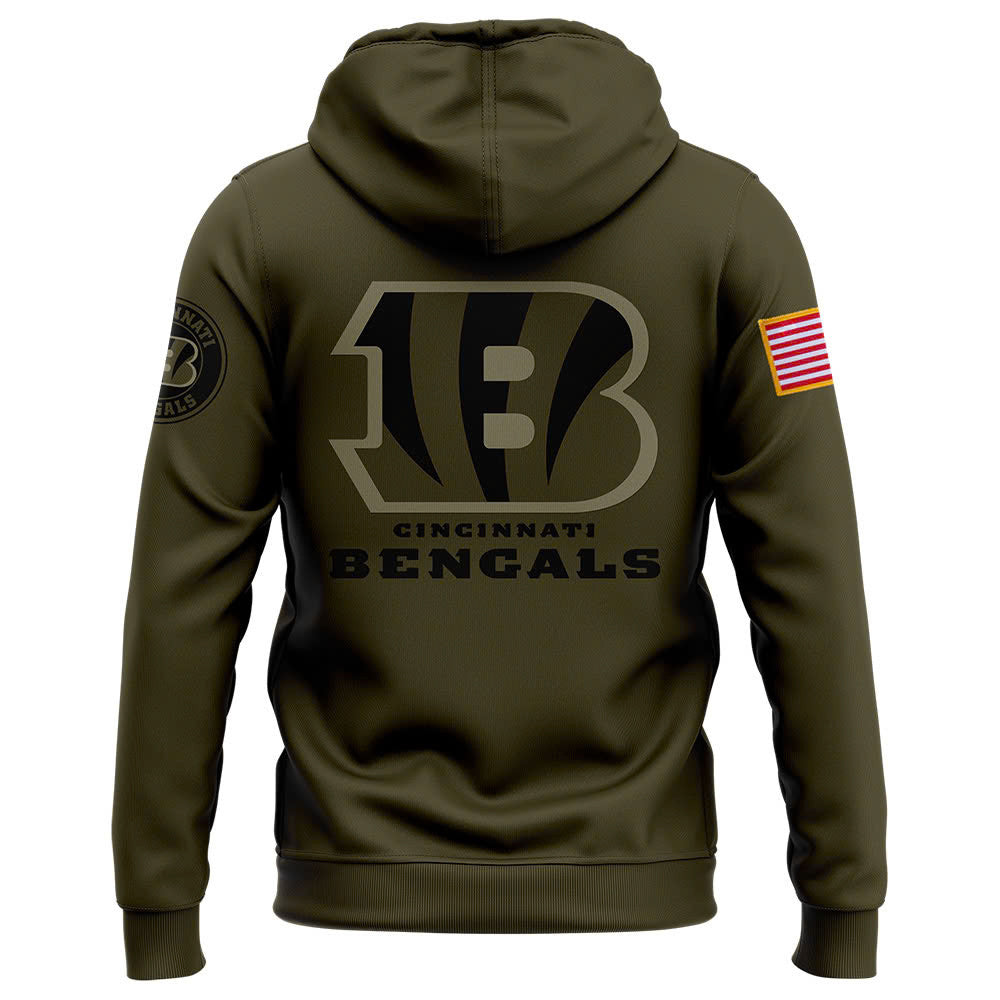 Men Cincinnati Bengals Camo 2024 Salute to Service Club Fleece Pullover Hoodie, Salute to Service 2024