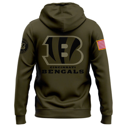 Men Cincinnati Bengals Camo 2024 Salute to Service Club Fleece Pullover Hoodie, Salute to Service 2024