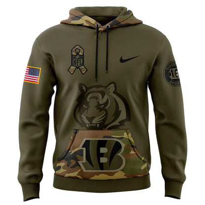 Men Cincinnati Bengals Camo 2024 Salute to Service Club Fleece Pullover Hoodie, Salute to Service 2024