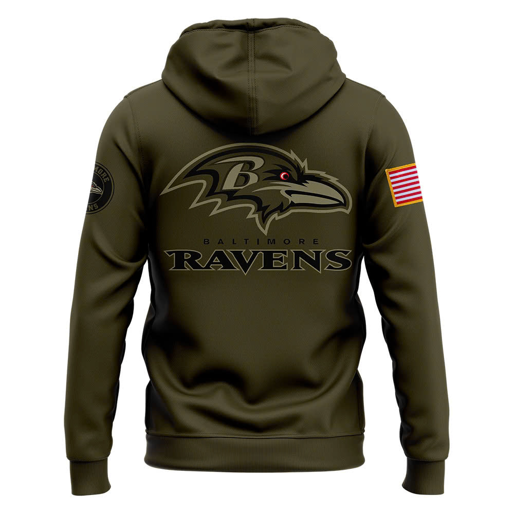 Men Baltimore Ravens Camo 2024 Salute to Service Club Fleece Pullover Hoodie, Salute to Service 2024