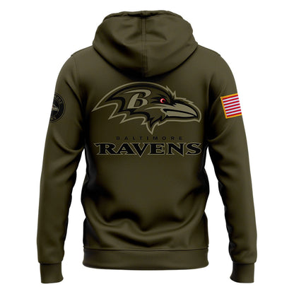 Men Baltimore Ravens Camo 2024 Salute to Service Club Fleece Pullover Hoodie, Salute to Service 2024