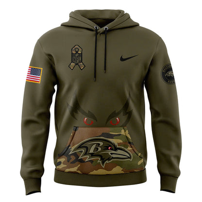 Men Baltimore Ravens Camo 2024 Salute to Service Club Fleece Pullover Hoodie, Salute to Service 2024